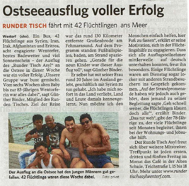Ostseefahrt (Bergedorfer Zeitung, 12.08.2017)